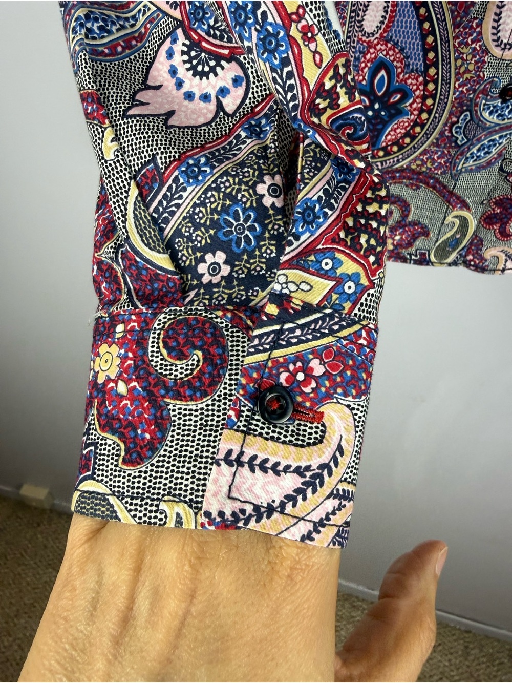 ERFO Vibrant Paisley Print Button Down Shirt EU 36 / US 6 Stretch Cotton - Picture 5 of 14